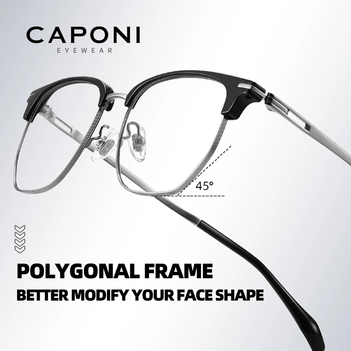 CAPONI Original Designer Men Glasses Frames Pure Titanium Business Eyewear Anti Blue Light Multifunctional Frame Glasses J23615