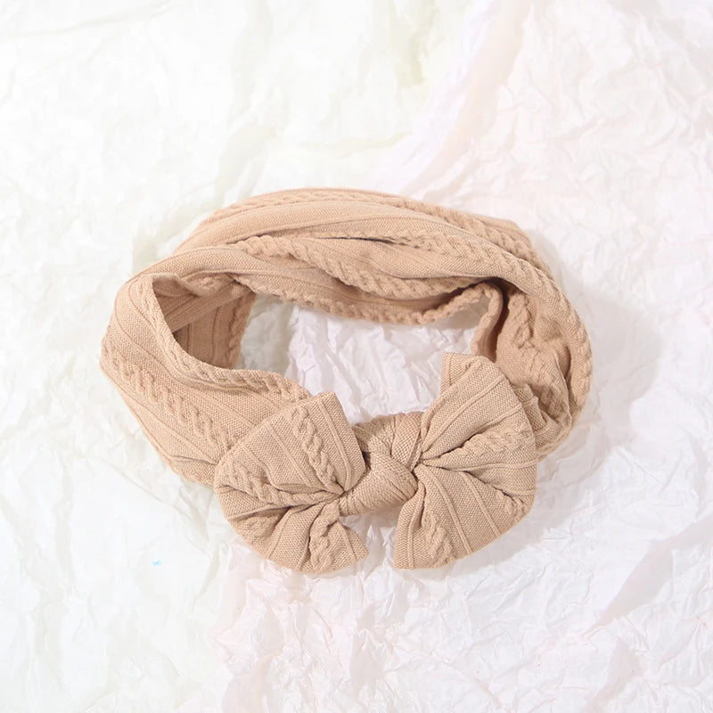 3Pcs Solid Color Baby Headband Bow Children Hair Band Elastic Nylon Newborn Headbands Soft Turban Headwrap Kid Hair Accessories