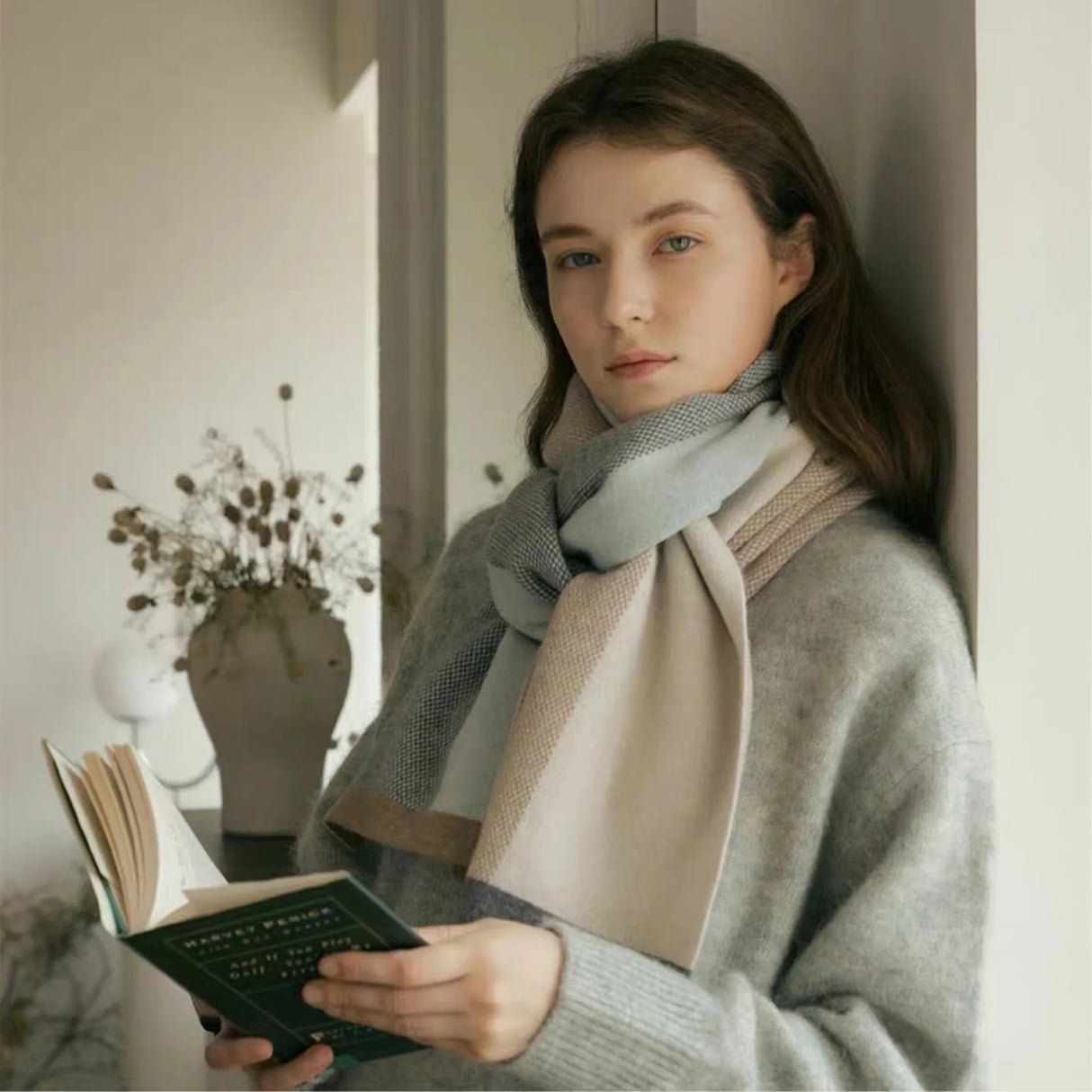 Écharpes en cachemire pour femme, écharpe chaude en tricot, châle simple et tendance, idéal pour les déplacements en voiture ou en hiver