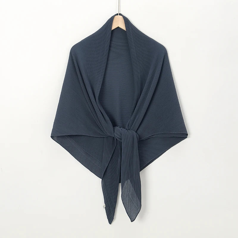 Schlichter übergroßer Crinkle Square Bubble Chiffon Instant Hijab Damen Kopftuch Schal Muslim Faltentuch Solide Ramadan Stola