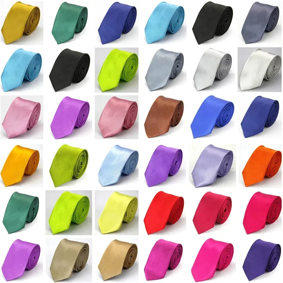 Narrow Ties for Men Women 5cm (2") Skinny Wedding Black Blue Red Pink White Purple Green Gray Piano Skull Slim Necktie