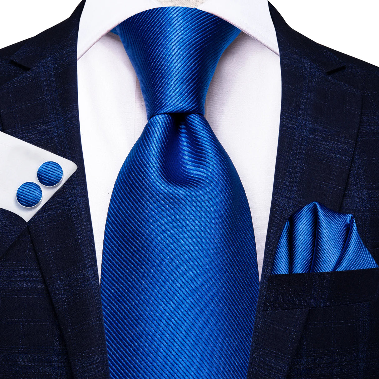 Cravate de mariage en soie unie bleu clair Hi-Tie pour homme, design tendance, boutons de manchette élégants, pour affaires, fête, livraison directe