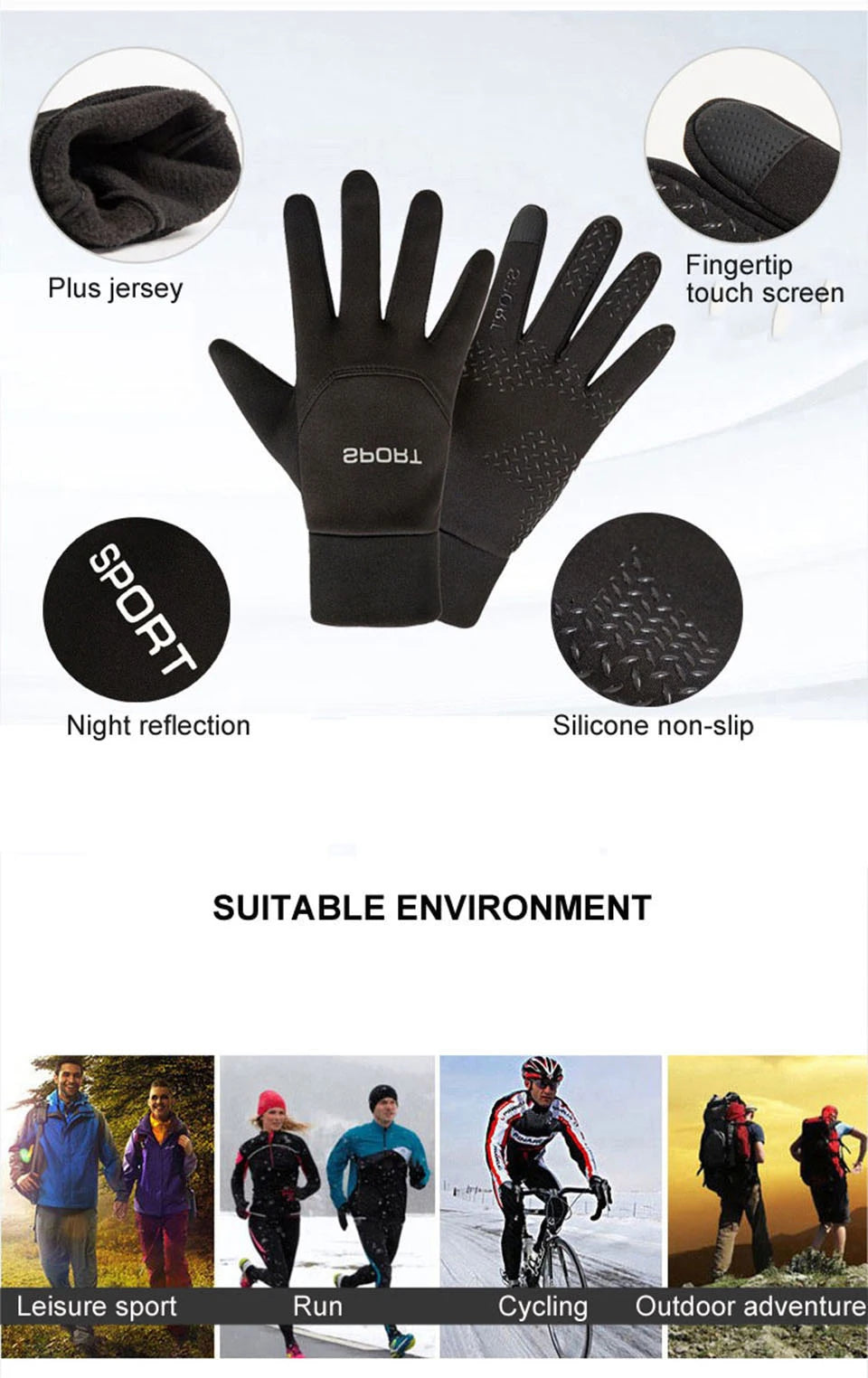 Gants de ski LOOGDEEL imperméables et coupe-vent pour l'hiver, cyclisme, course à pied, ski, gants de sport chauds, écran tactile, doigts complets, antidérapants