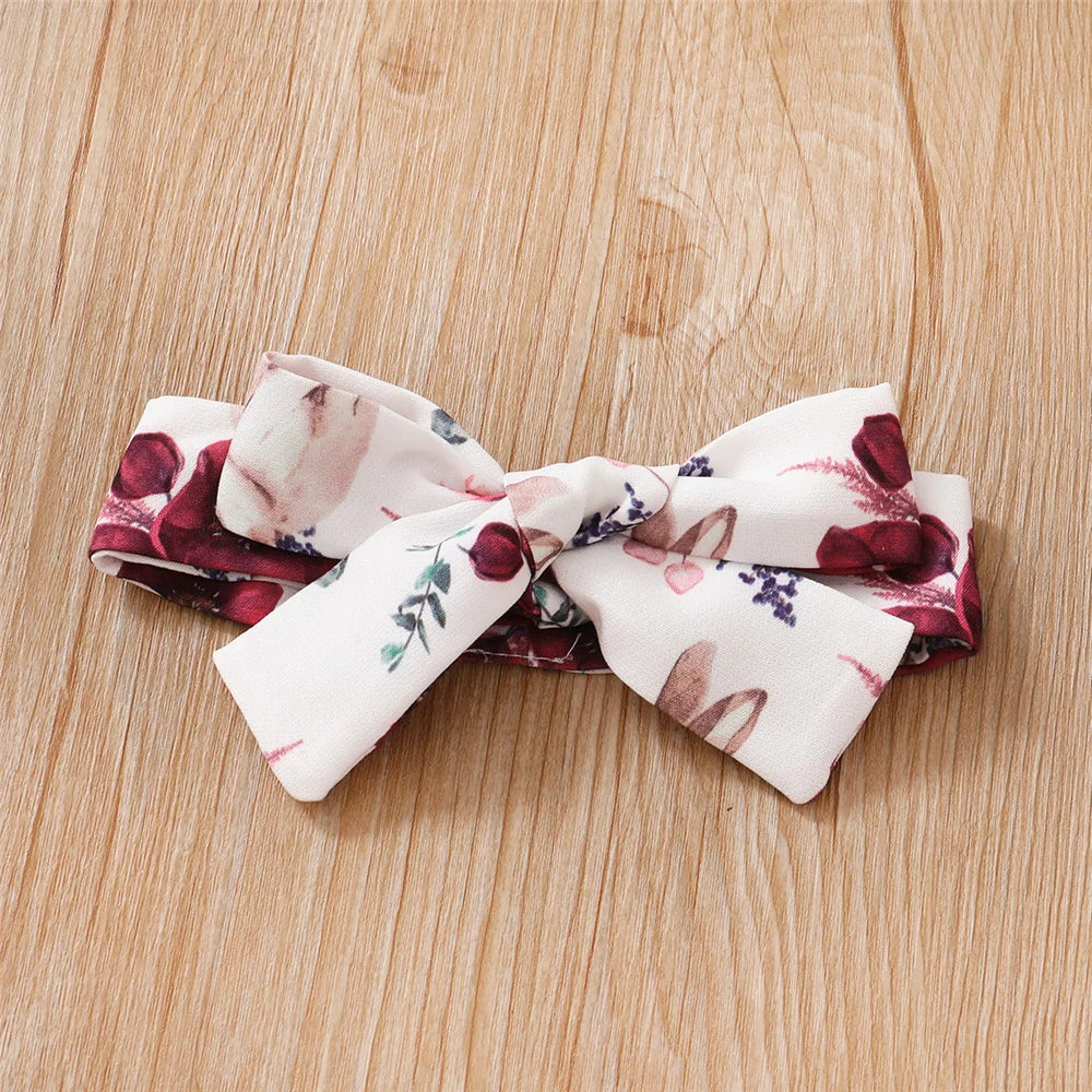 0-24 Months Newborn Baby Girl 3PCS Clothes Set Long Sleeve Romper+Flower Strap Pants+Headband Spring&Autumn Lovely Outfit