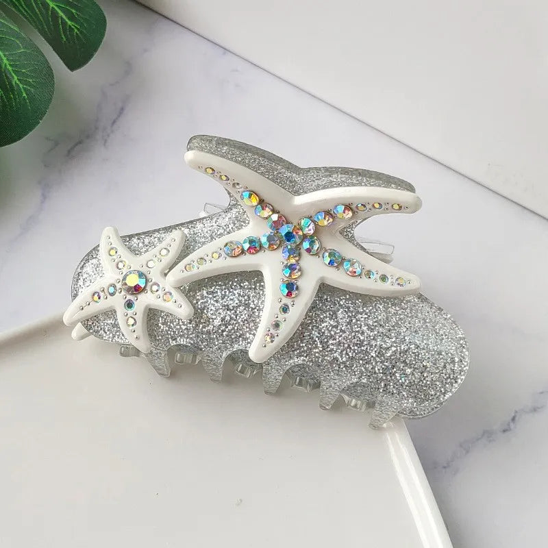 Pince à cheveux YHJ en forme d'étoile de mer pour femme, pince à cheveux en acétate et strass, bijoux de vacances, pince à cheveux tendance, accessoires pour cheveux