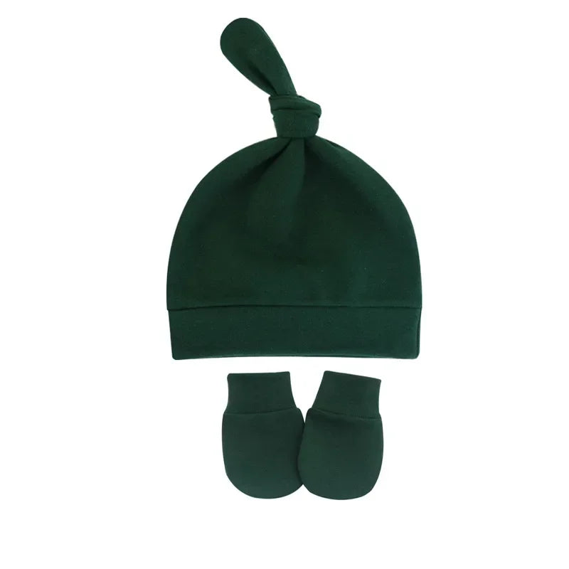 Bonnet pour nouveau-né avec gants, bonnet chaud en coton pour enfants, accessoires pour enfants, bonnet de nuit pour bébés de 0 à 6 mois, automne et hiver
