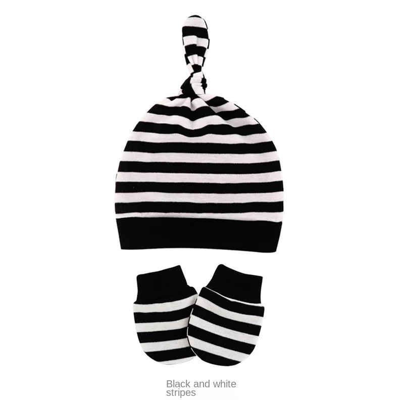 Bonnet pour nouveau-né avec gants, bonnet chaud en coton pour enfants, accessoires pour enfants, bonnet de nuit pour bébés de 0 à 6 mois, automne et hiver