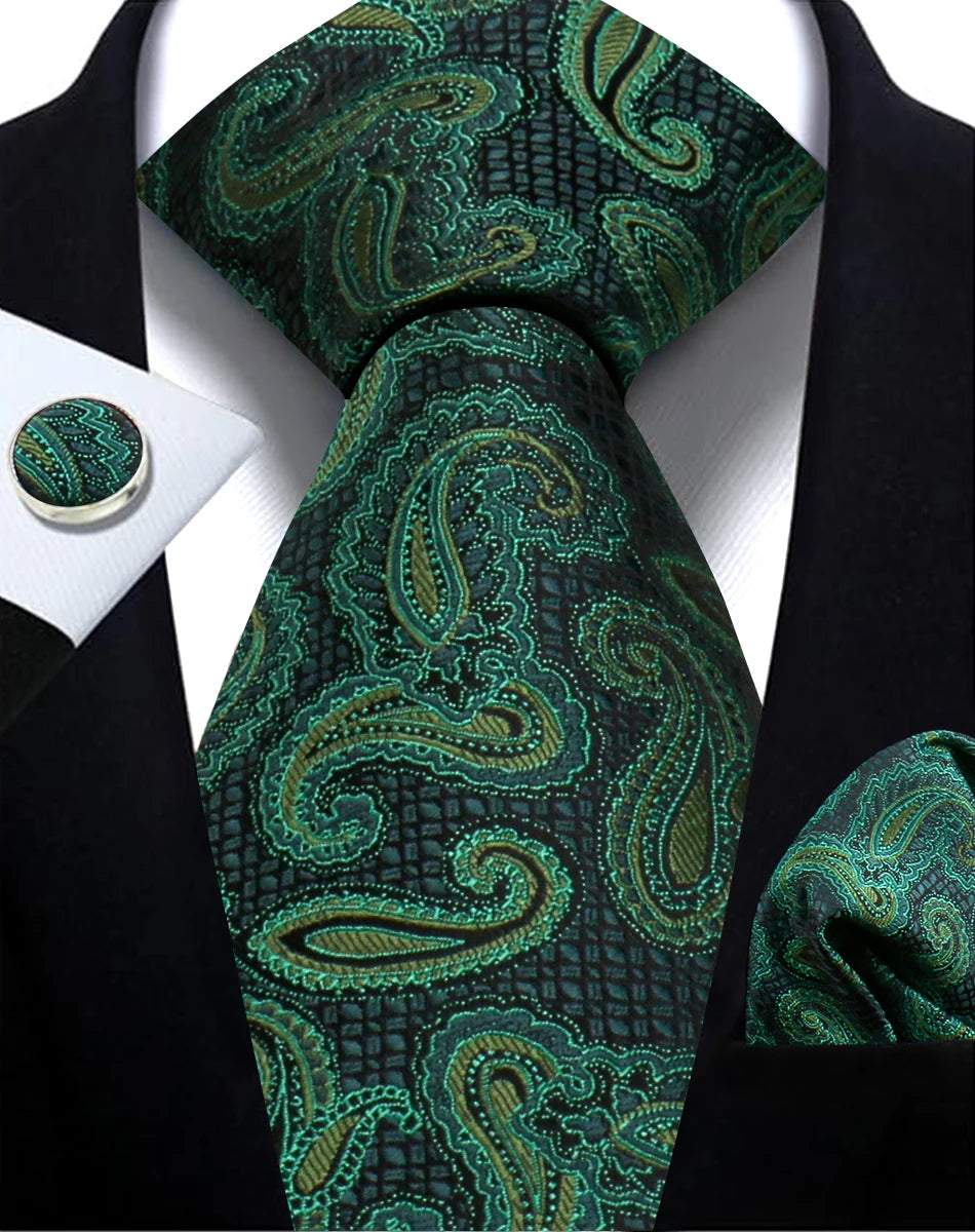 Cravate homme Paisley Jacquard tissé 8 cm formelle affaires mariage cravate poche carré ensemble costume cravate haute qualité fait main Gravata