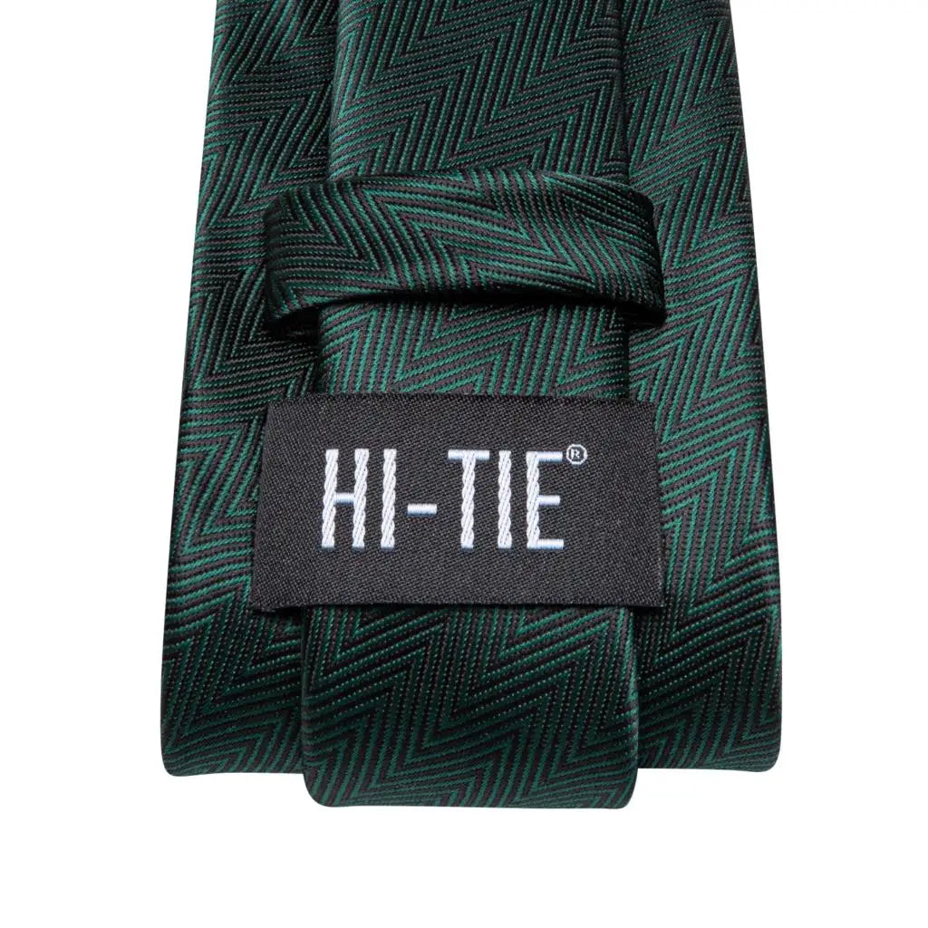 Cravate pour homme vert foncé uni 2023, nouvelle marque tendance, ensemble de cravates pour fête de mariage, boutons de manchette pratiques, cadeau en gros, créateur de cravates Hi-Tie