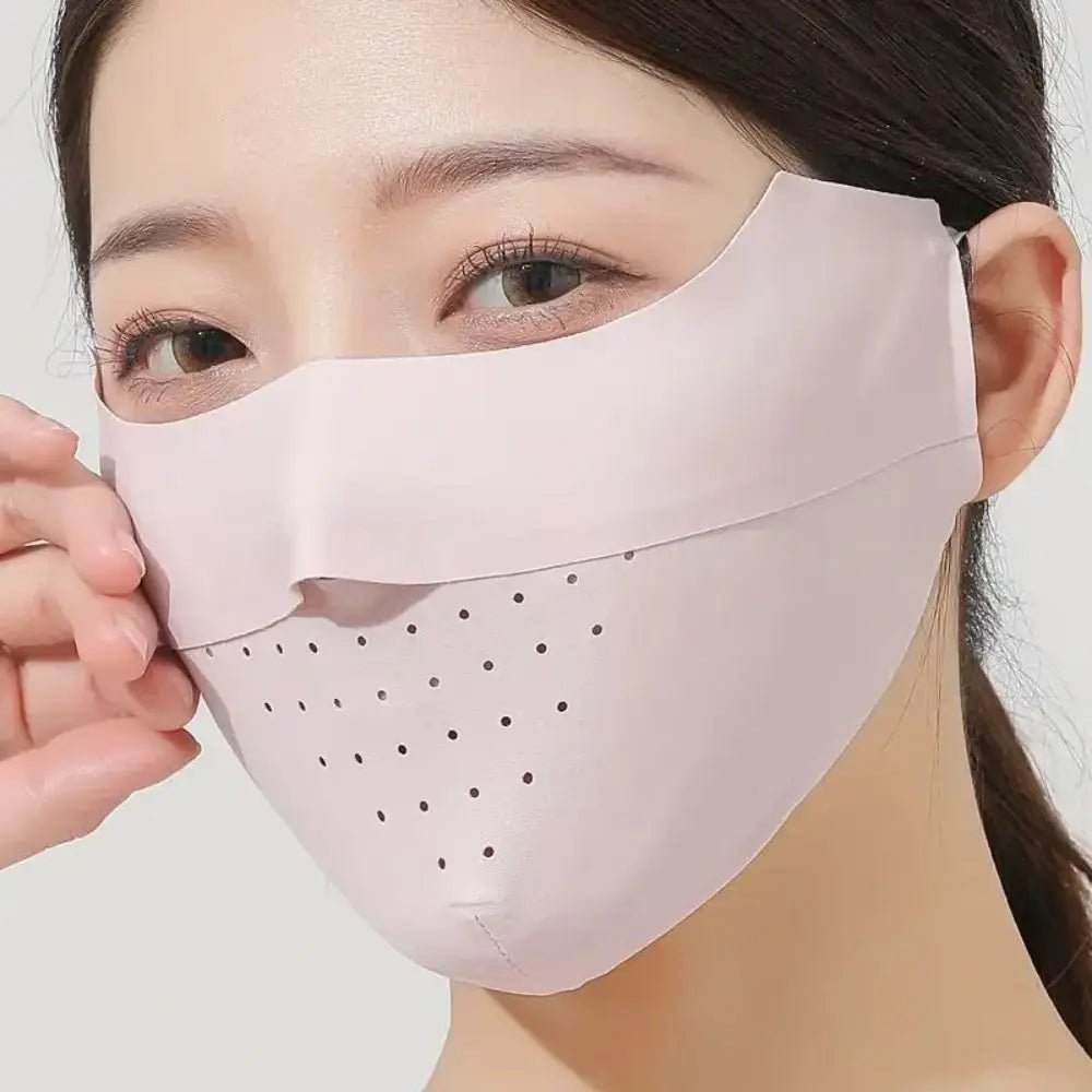 Masque facial en soie glacée, protection UV, été, réglable, respirant, pour hommes et femmes, course à pied, cyclisme, sport