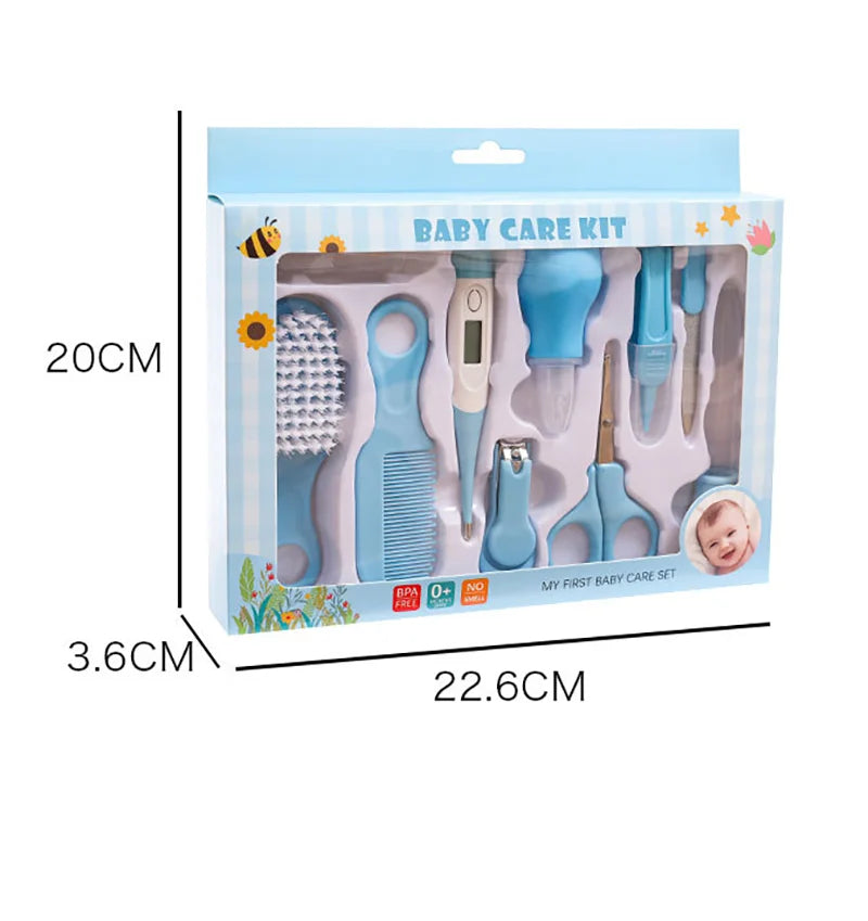 Kit de soins quotidiens pour nouveau-né, 10 pièces, brosse de toilettage pour bébé, peigne, coupe-ongles sûr, cadeau pour bébé