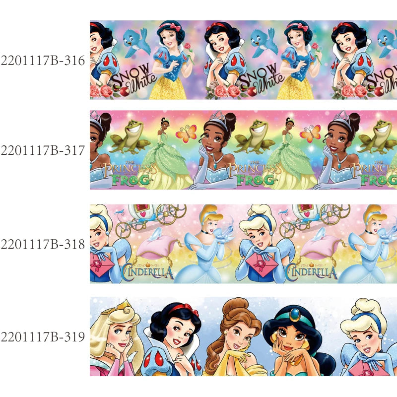 DIY 10yards Disney Princess Ribbons Grosgrain Printed for Bows Craft Supplies Decoration Handmade Materials