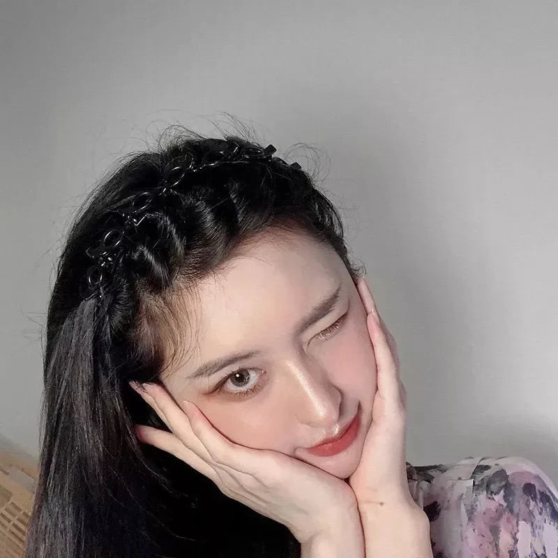 New Double Band Headbands for Women Hairstyle Fashion Non-Slip Hair Bands with Clips Bezel Hair Hoop Hair Headwear 머리띠