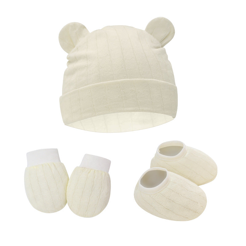 Conjunto de 2 o 3 gorros para bebé de primavera y otoño con forma de oreja, guantes y calcetines, gorros para recién nacidos, accesorios de fotografía informales, gorro de dormir a la moda.