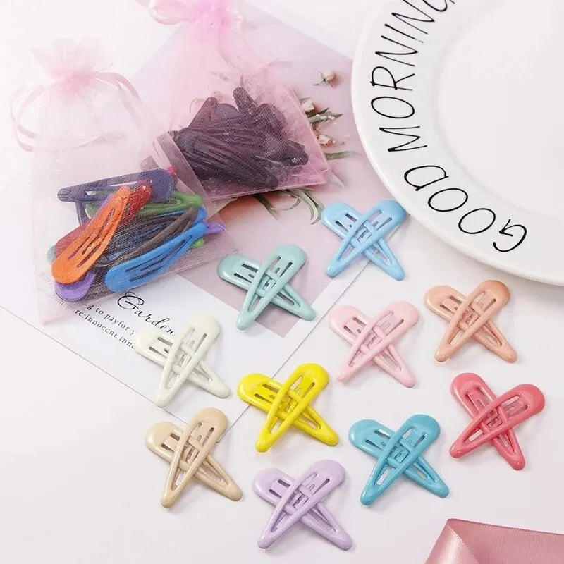 10-40Pcs/pack Colors Hair Clips For Women Girls Fashion Solid Kids Hair Accessories Snap Metal Barrettes Hairpins Clip Bobby Pin