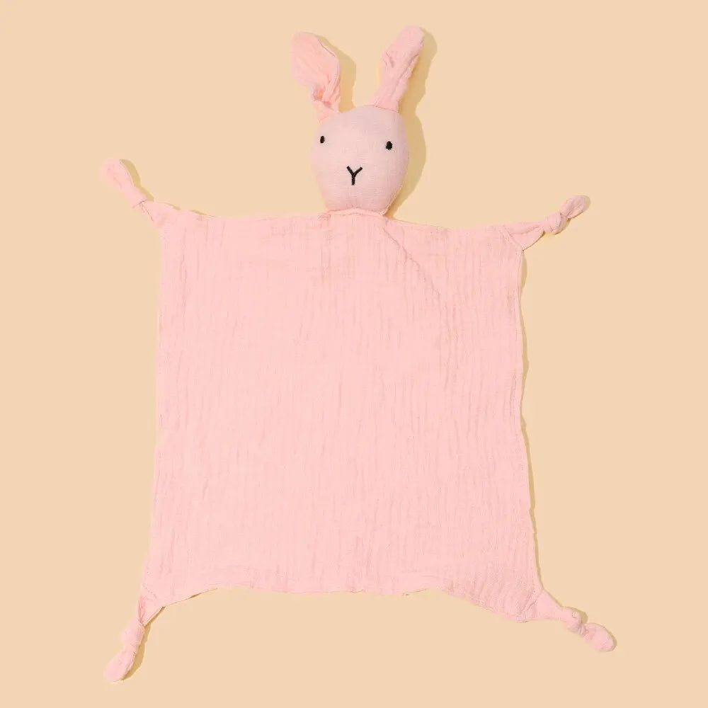 Serviette douce et apaisante pour bébé en pur coton, bavoir en forme de lapin mignon, serviette réconfortante pour bébé, serviette pour le visage de bébé en forme de lapin, mouchoir, jouet pour bébé et fille
