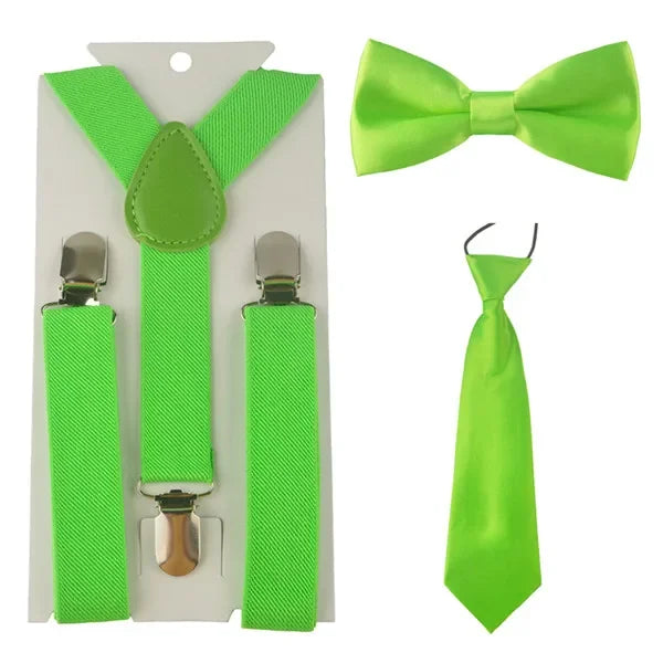 Fashion 3PCS School Boys girls Children Kids brace elastic Suspenders for shirt suspensorio Tie Bowties butterfly Set TR0001