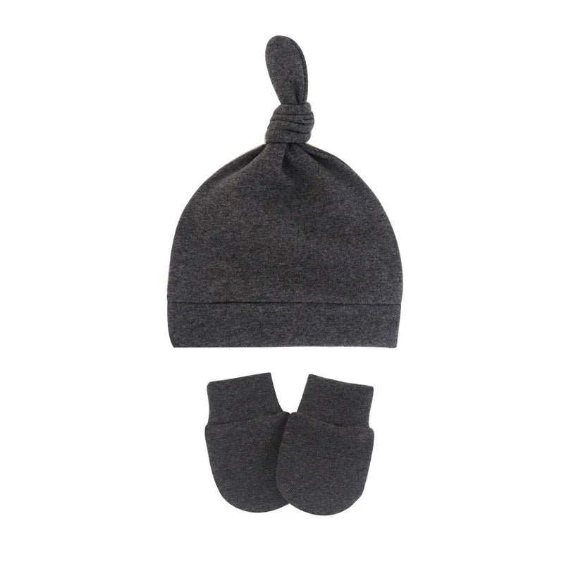 Bonnet pour nouveau-né avec gants, bonnet chaud en coton pour enfants, accessoires pour enfants, bonnet de nuit pour bébés de 0 à 6 mois, automne et hiver