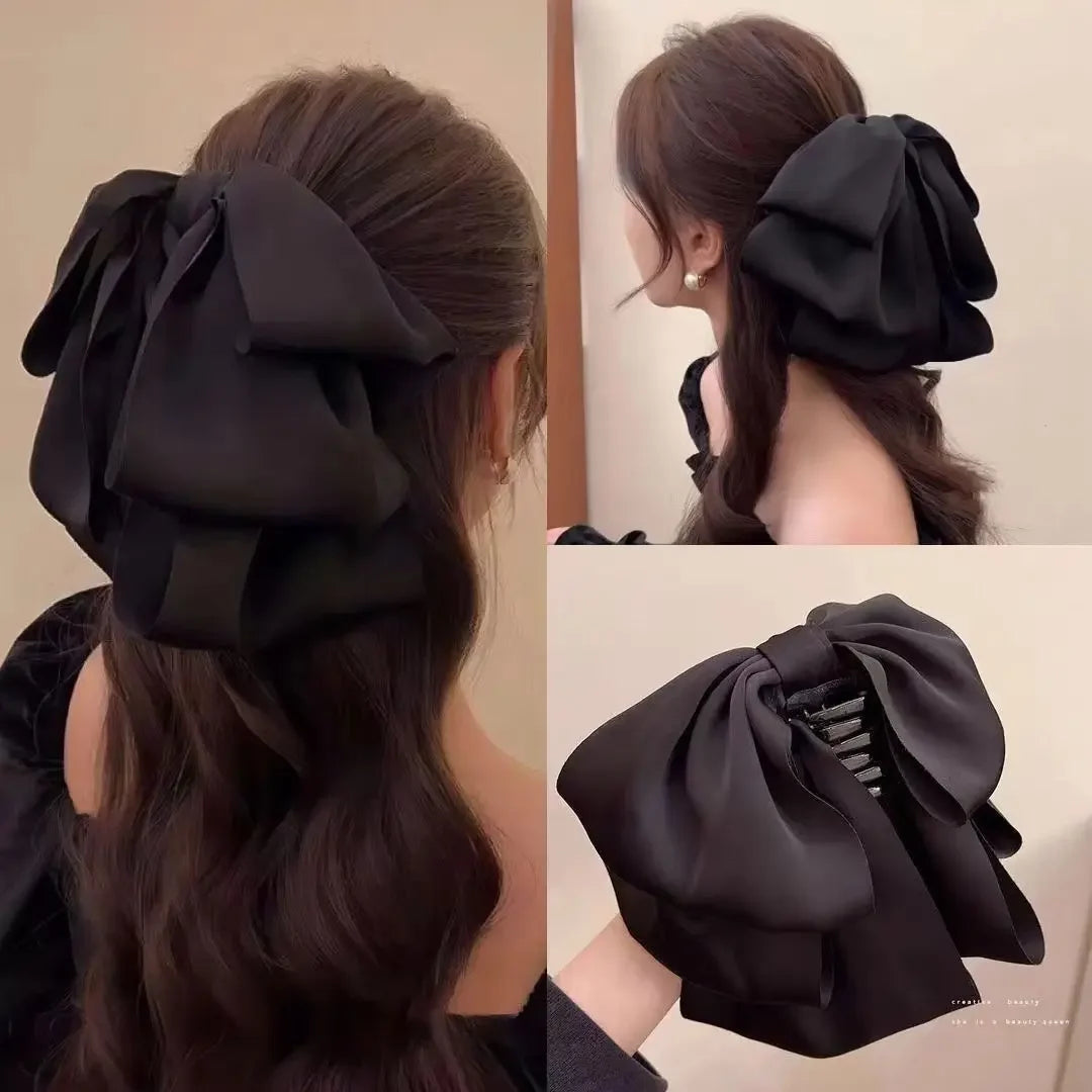 New Korean Big Size Bow Hair Clip Claw Clamp Women High Ponytail Barrettes Headwear Girls Women Hair Accessories