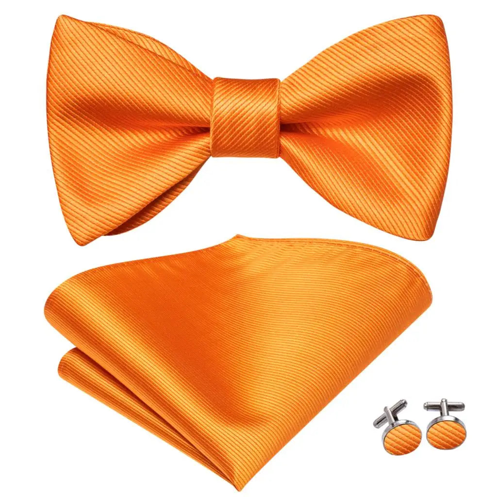 Hi-Tie Ensemble nœud papillon en soie pour homme, mouchoir et boutons de manchette, bleu, rouge, or, noir, blanc, jacquard, nœud papillon, mariage, affaires