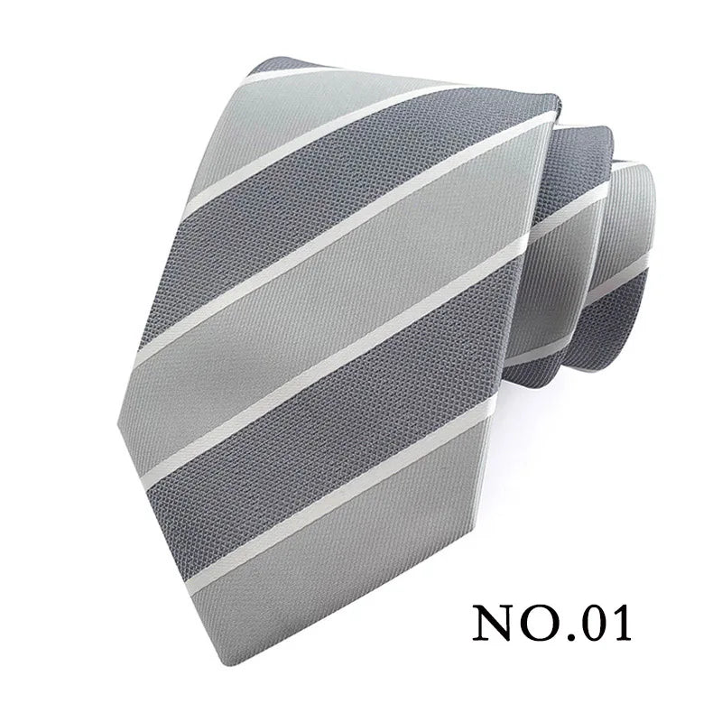 Cravate pour homme 8 cm, motif rayé, jacquard tissé, cravate Ascot, pour homme, pour fête de mariage