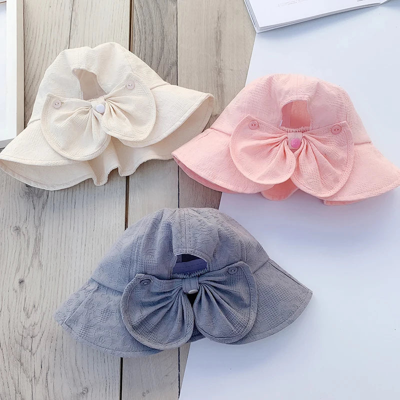 Chapeau de princesse pour bébé fille, grand nœud, casquette d'été pour bébé fille, chapeau de soleil à large bord pour voyage, accessoires pour enfants de 1 à 3 ans