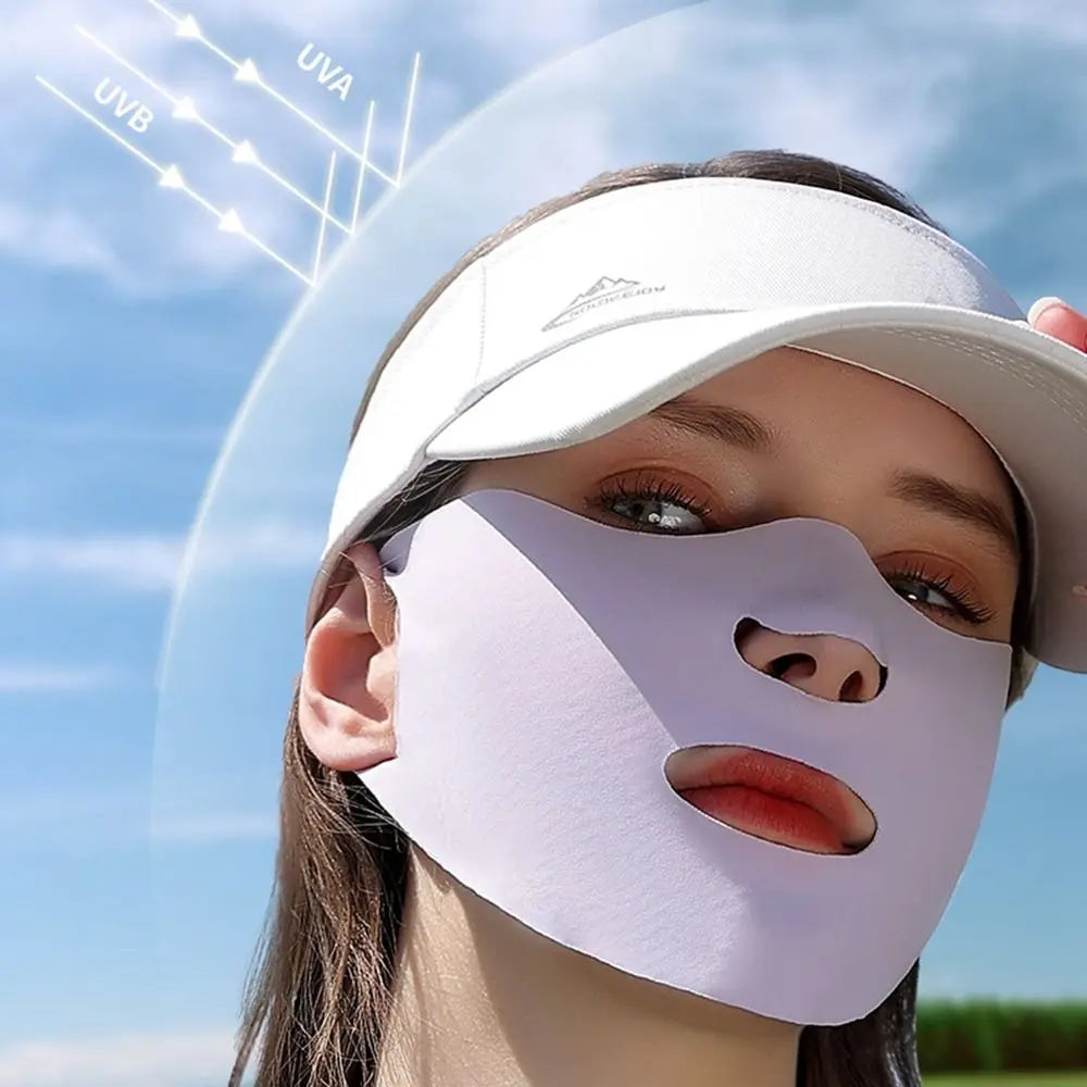 Summer Women Sunscreen Mask Outdoor Sports Cycling Breathable Washable Reusable Face Cover Double Layer Ice Silk Mask