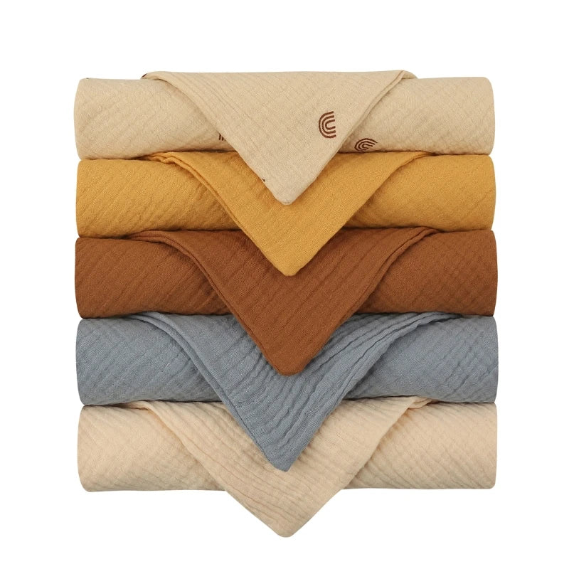 5pcs/Set Square Cotton Baby Face Towel Handkerchief Soft Absorbent Gauze Baby Towel Kids Feeding Bibs Burp Cloths Washcloth