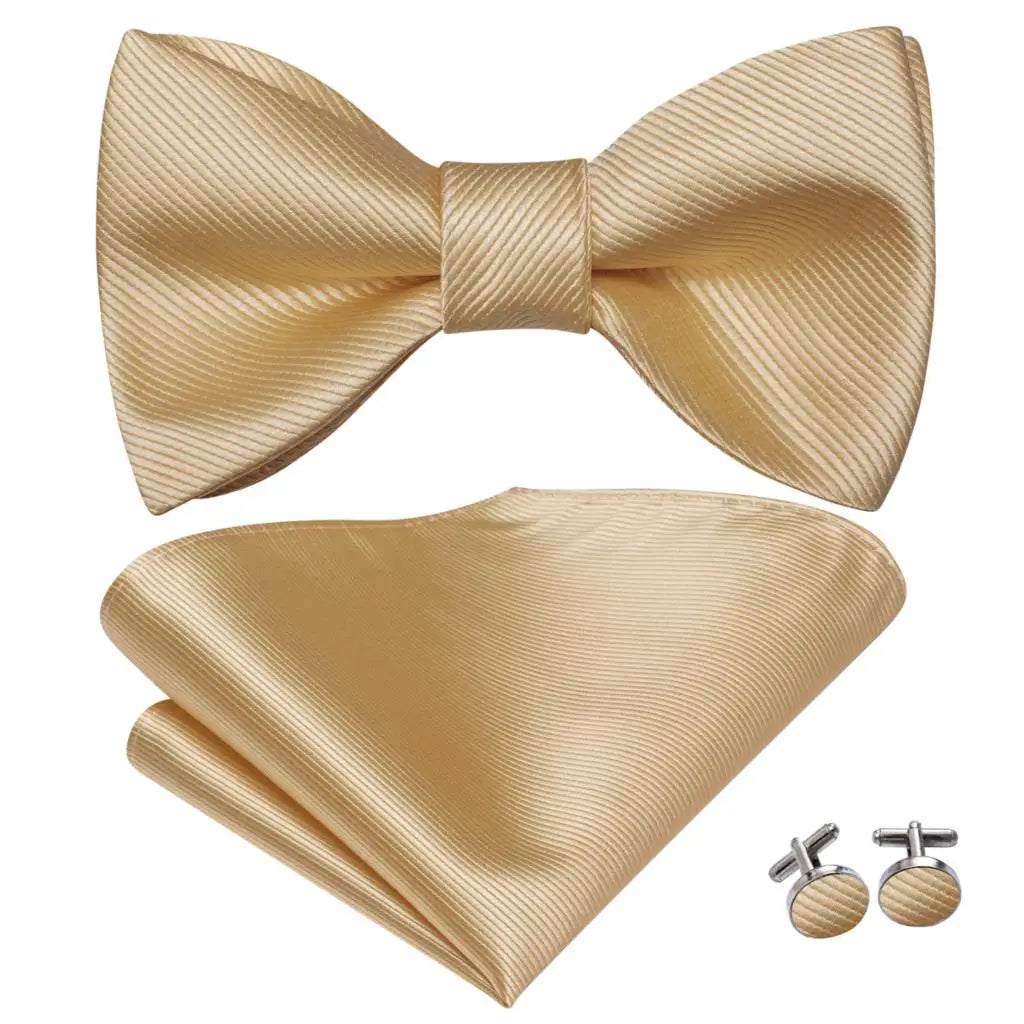 Hi-Tie Ensemble nœud papillon en soie pour homme, mouchoir et boutons de manchette, bleu, rouge, or, noir, blanc, jacquard, nœud papillon, mariage, affaires