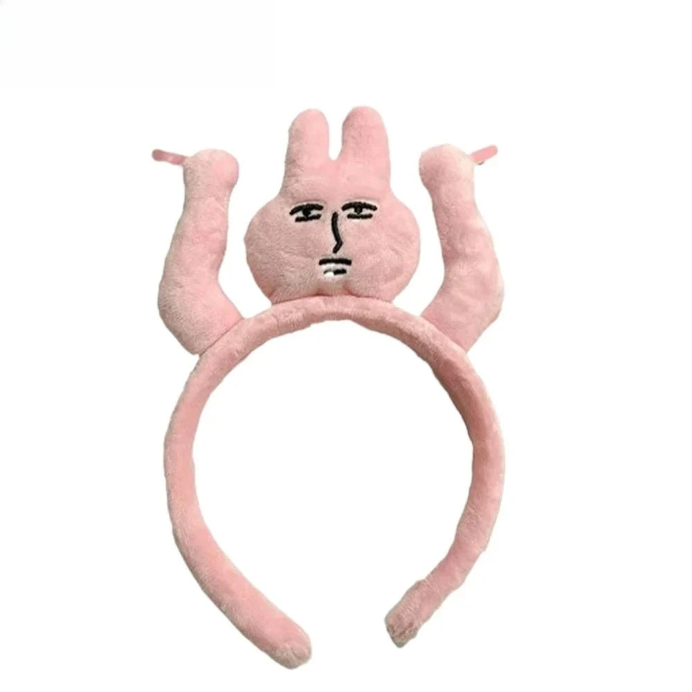 Headbands New Pink Bunny Hair Band Quirky Fun Plush Headband Grip Bangs Cute Photo Decoration Hair Bands Headdress