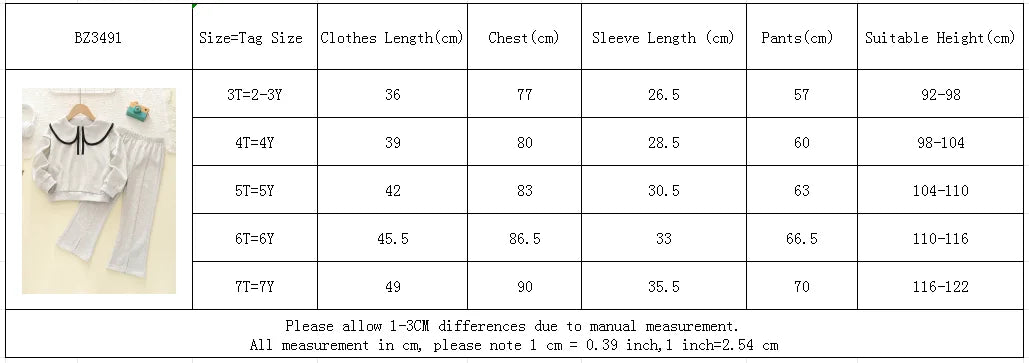 Humor Bear Girls' Spring and Autumn Korean Fashion Baby Doll Neck Long-sleeved Hoodie+Pants Two Piece Set Casual Outfit 3-7Y
