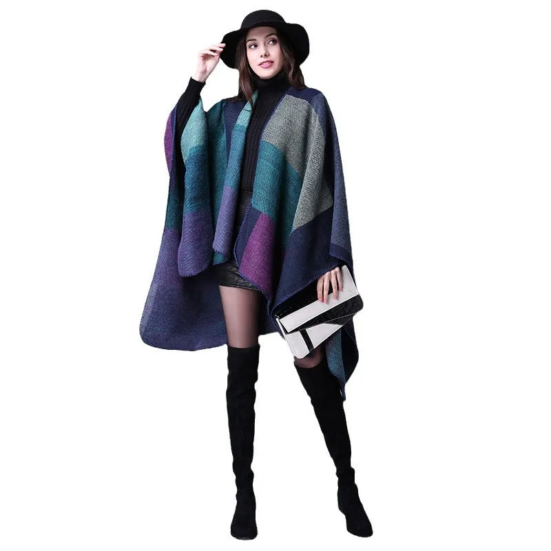 Luxus Marke Geometrische Poncho 2024 Kaschmir Schals Frauen Winter Warme Tücher und Tücher Pashmina Dicke Capes Decke Femme Schal