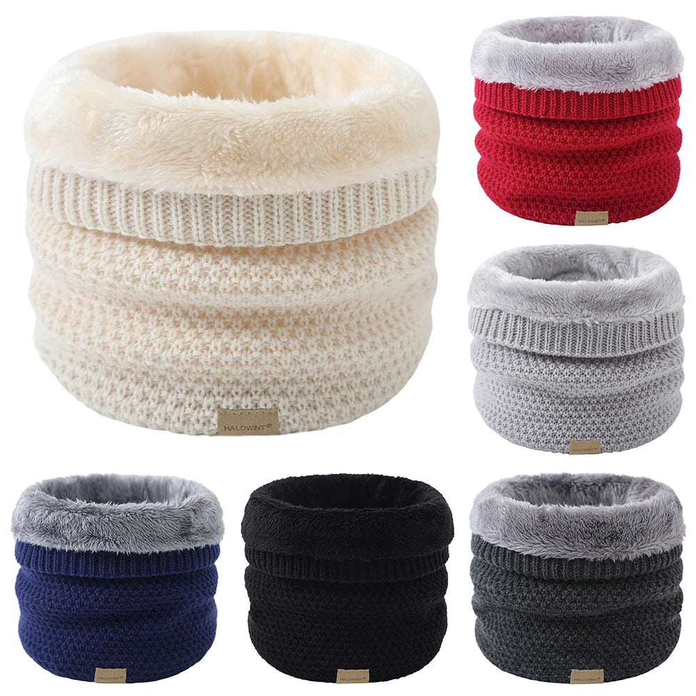Bufanda de punto cálida de invierno, bufandas tipo snood, de lana gruesa y lisa, calentador de cuello unisex para hombre y mujer
