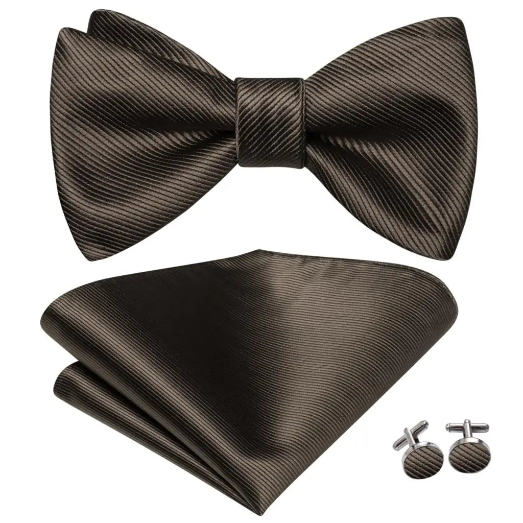 Hi-Tie Ensemble nœud papillon en soie pour homme, mouchoir et boutons de manchette, bleu, rouge, or, noir, blanc, jacquard, nœud papillon, mariage, affaires