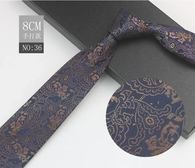 Cravate à fleurs en grille, tissée en gros, 8 cm, accessoires de mariage, bleu, homme, pois, cachemire, convient aux groupes, fêtes, bureau