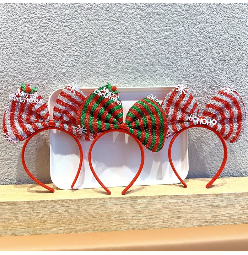 Navidad Bows Elastic Headbands for Adult Children's Hair Accessories Happy Christmas New Year Party Merry Xmas Headdress Supply