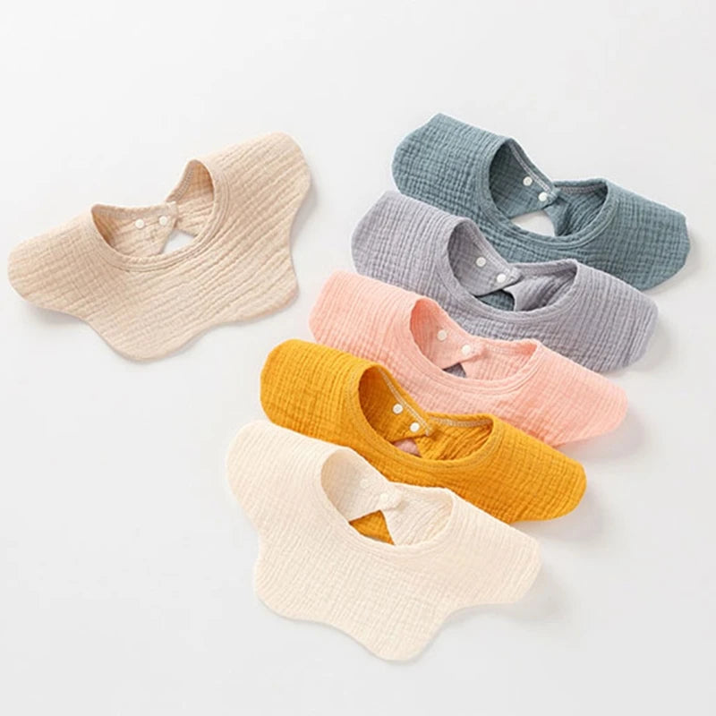 Bavoir bébé en gaze de coton et mousseline de forme florale, couleur unie, pour nouveau-né, serviette de salive, écharpe pour bébé fille et garçon
