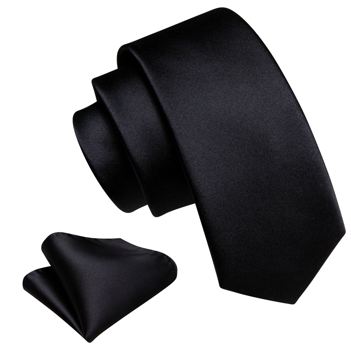Cravates en soie noire pour hommes, classiques, solides, tissées de haute qualité, avec pochette et boutons de manchette, pour soirées formelles, design Barry.Wang