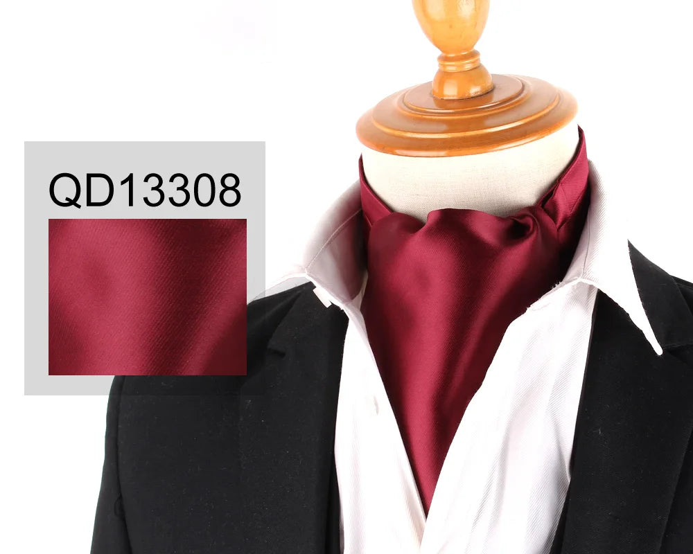 Ascot Tie Cravat Luxury Mens dots Neck Tie Self Tie for Men Wedding Necktie