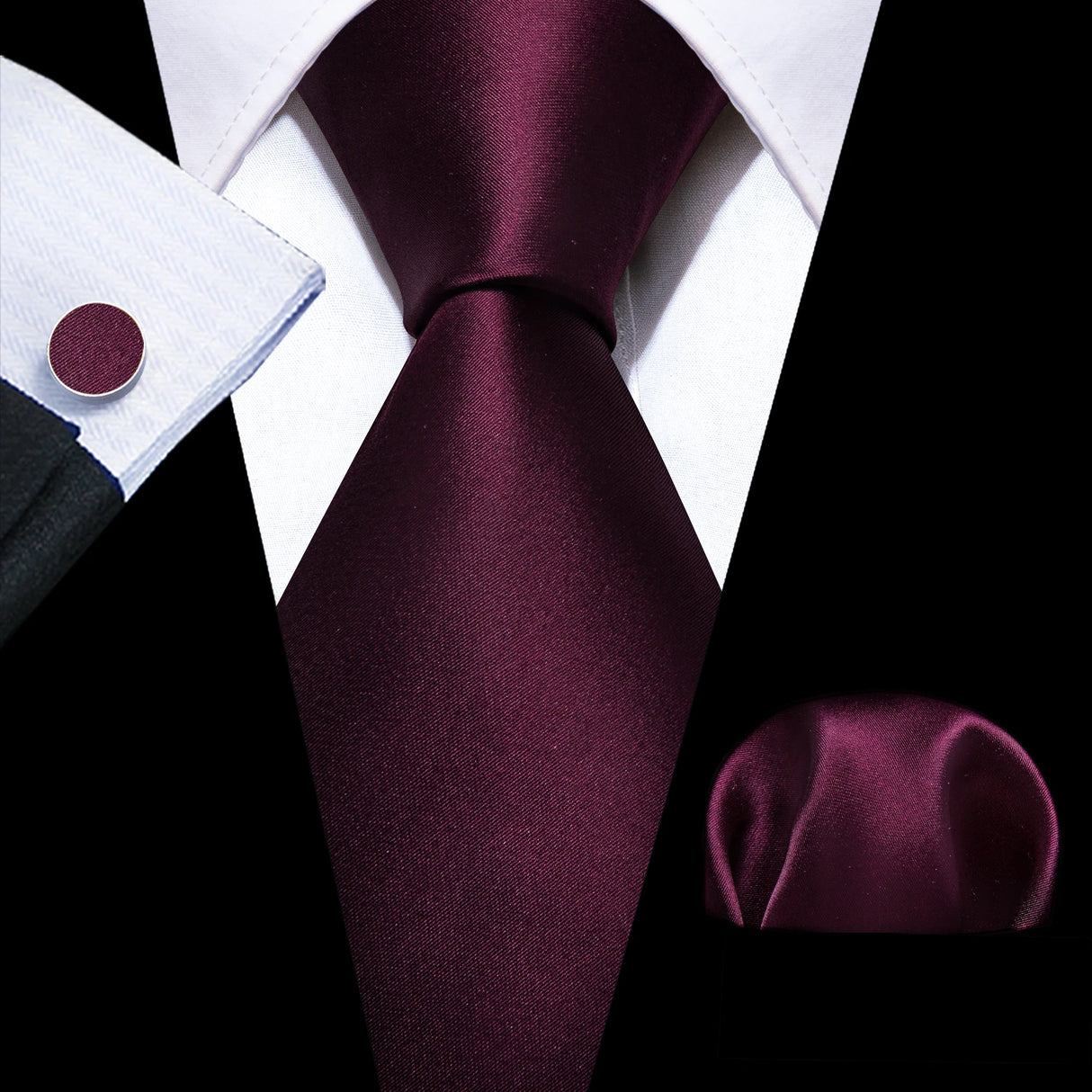 Cravate de mariage en soie rouge, tissée en jacquard, rayée, pour homme, ensemble cravate, mouchoir, boutons de manchette, Barry.Wang, créateur de mode FA-5028