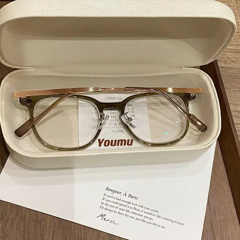0 ~ -6.0 Myopia Glasses Blue Light Resistant Flat Glasses Oval Resin Lenses Men Computer Optical Eyeglasses Unisex