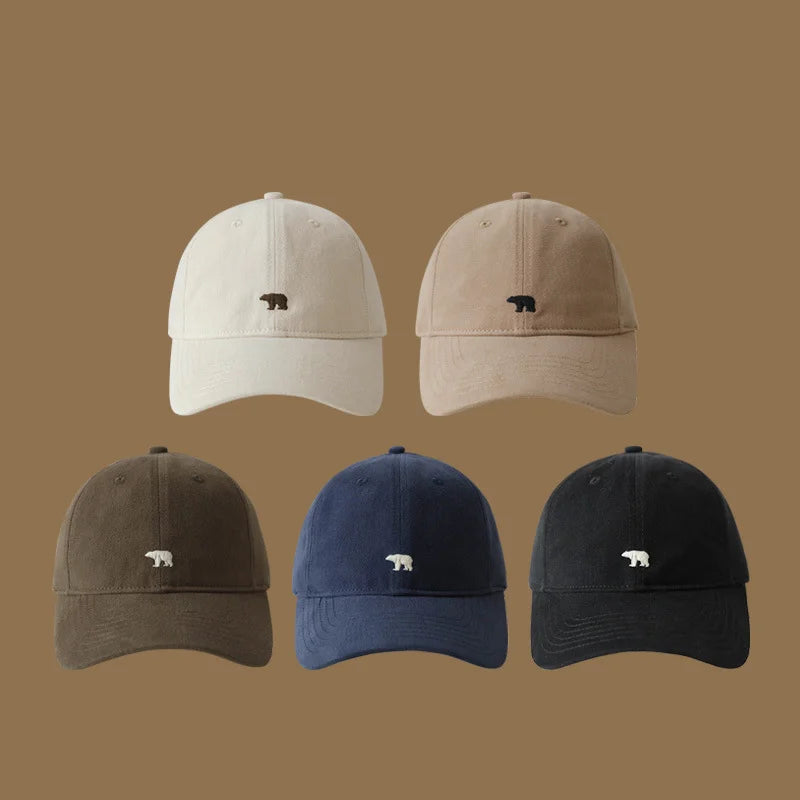 Casquette de baseball polyvalente quatre saisons avec motif ours polaire brodé, style hip-hop, pour hommes et femmes, protection solaire d'extérieur