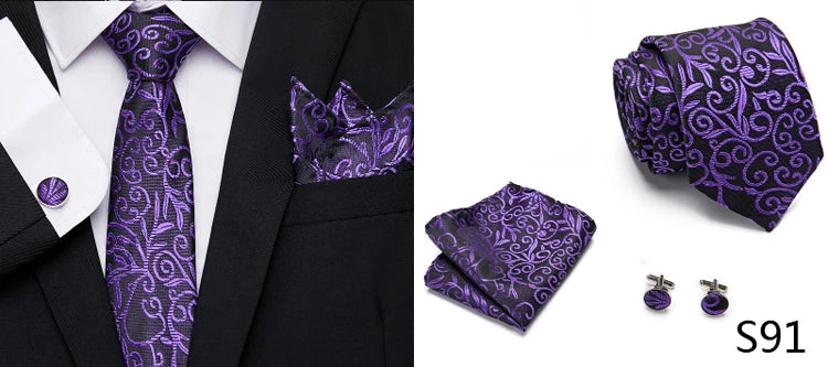 Newest style Green Tie For Men Holiday Present Tie Pocket Squares Set Necktie Striped Wedding Accessories Man