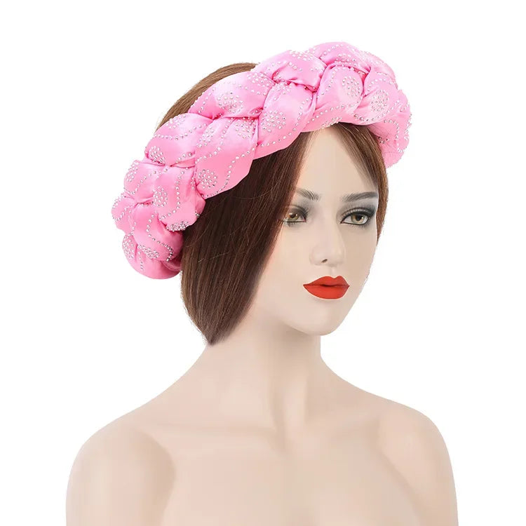 Fashion Candy Color Braids Twist Headbands for Women African Headwear Elastic Hair Bands Ladies Turban Female Bandage Headwrap