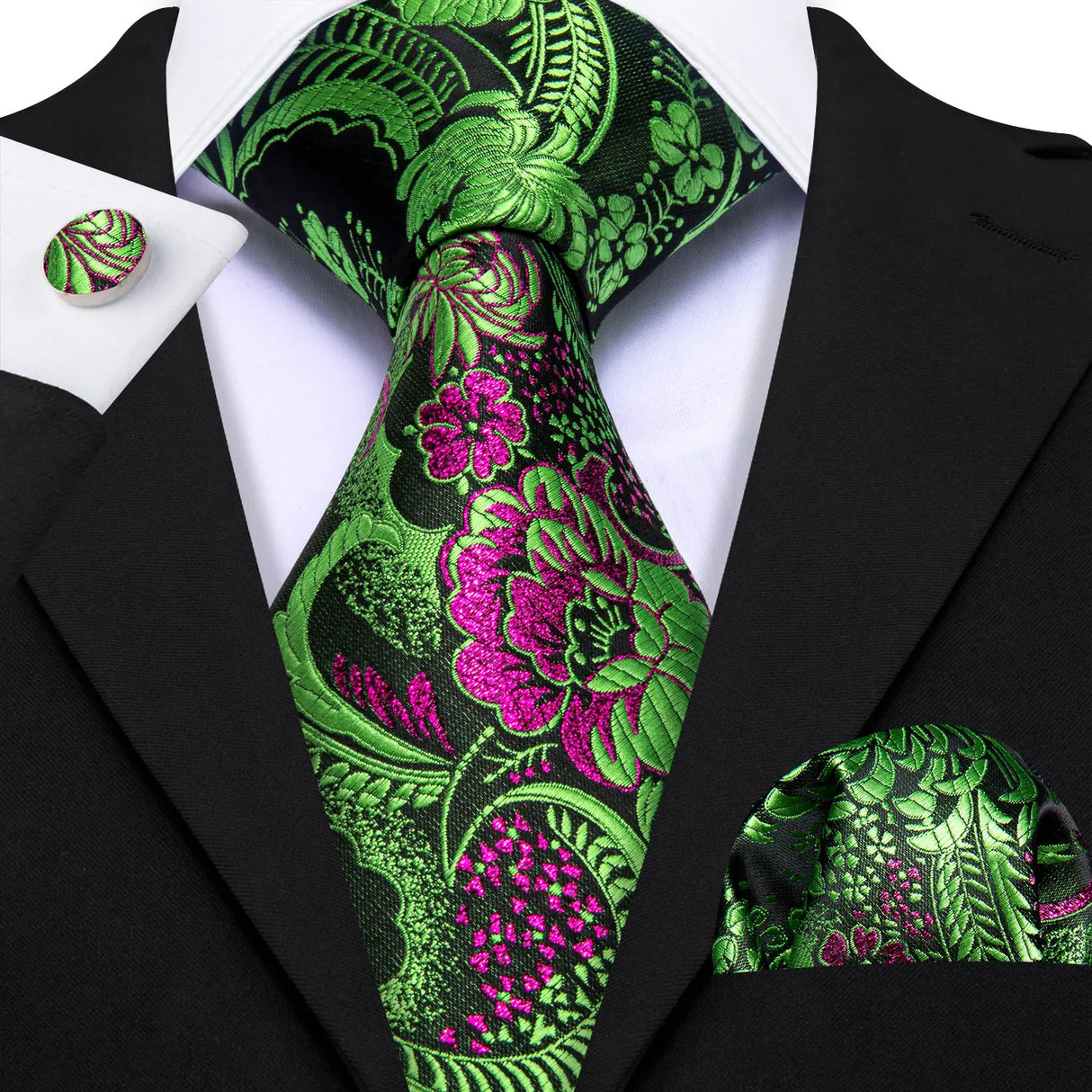 Ensemble élégant de cravates et boutons de manchette en soie à fleurs multiples pour homme, cravate jacquard à fleurs pour mariage, entreprise, fête, événement, Barry.Wang