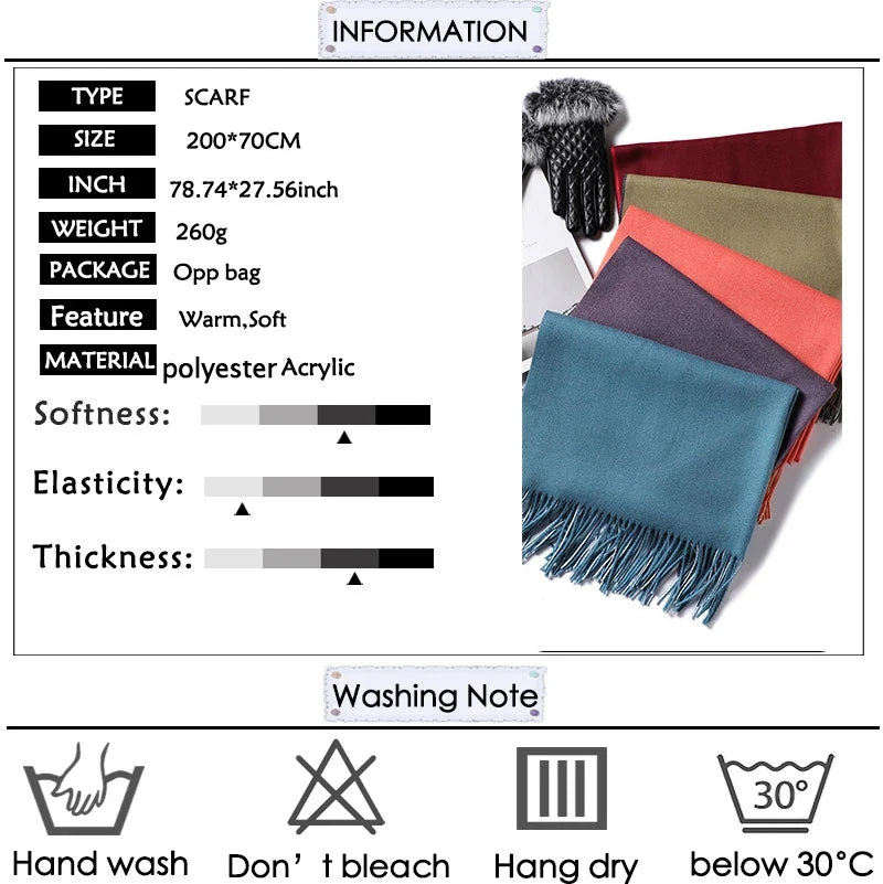 2022 Winter Frauen Schal Fashion Solid Weiche Kaschmir Schals für Dame Pashmina Schals Wrap Decke Bandana Weiblich Foulard Quaste