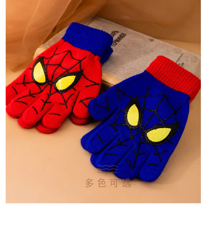 Gants d'hiver chauds pour enfants Spiderman Disney, gants tricotés de dessin animé Marvel, décoration mignonne, cadeaux de Noël pour enfants de 5 à 10 ans