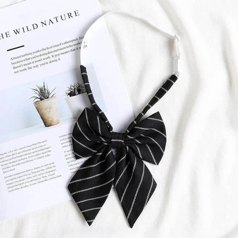 Korean style elegant Ties for men gifts Top clothes accessories Wedding Black Gray Striped JK Ladies Collar Slim Neck Bow tie
