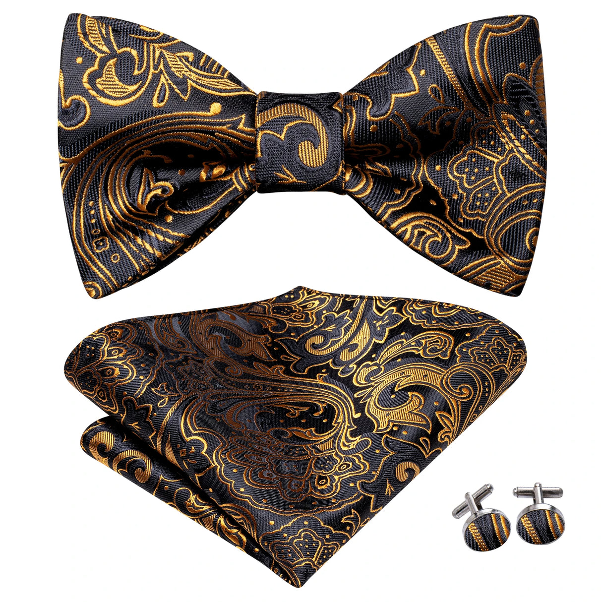Dropshipping Jacquard Silk Mens Self Bow Tie Hanky Cufflinks Set Male Butterfly Knot Bowtie Wholesale for Male Wedding Business