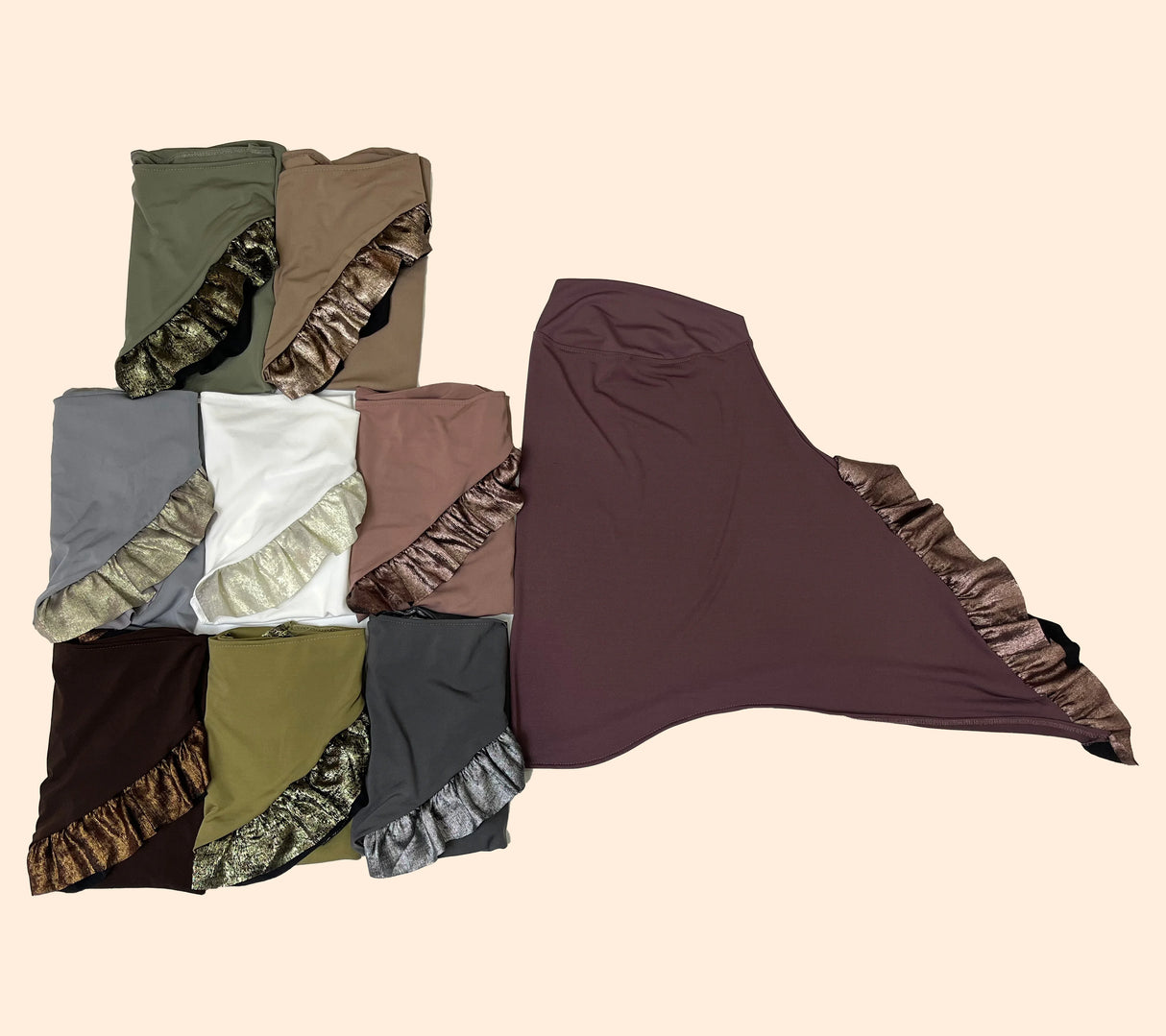 Crystal Hemp Wrap Scarf Hijab Ruffled Lace Right Split Solid Colour Women's Pullover Hijab 9 Colour Scarf Chiffon Hijab Scarf